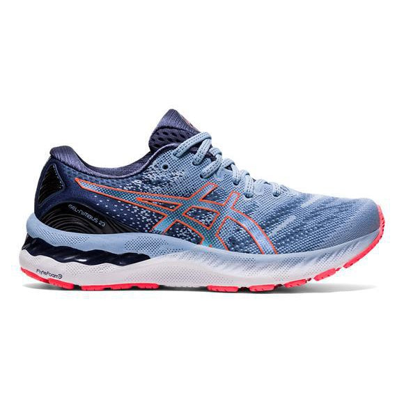 Women's Asics GEL-Nimbus 23, Mist/Blazing Coral, 7.5 B Medium