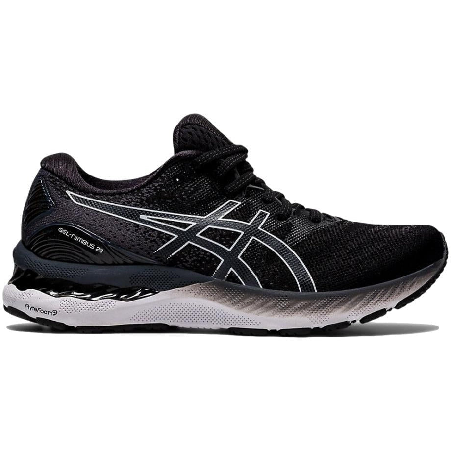 Women's Asics Gel-Nimbus 23, Black/White, 6.5 D Wide
