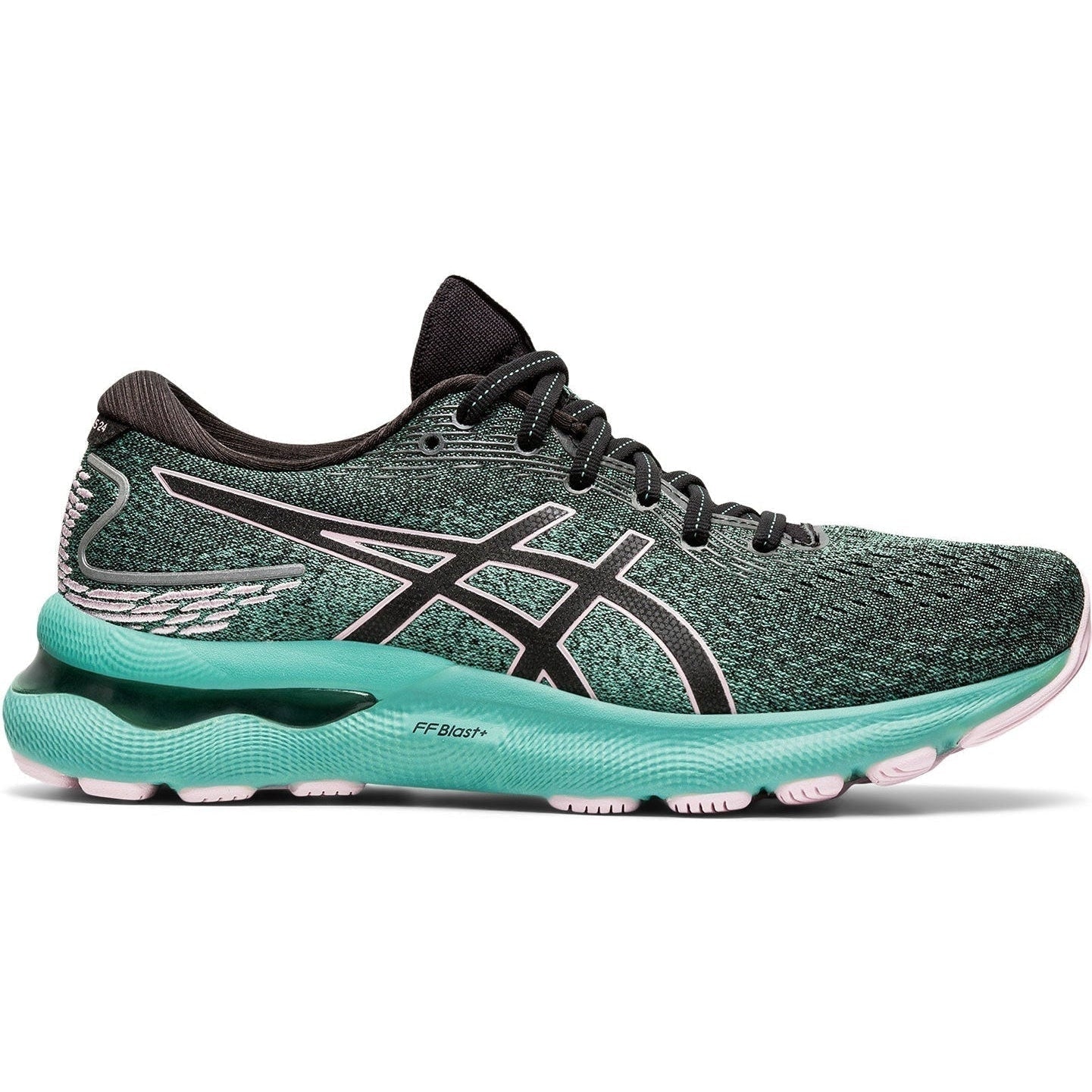 Women's Asics GEL-Nimbus 24, Black/Barely Rose, 7 B Medium