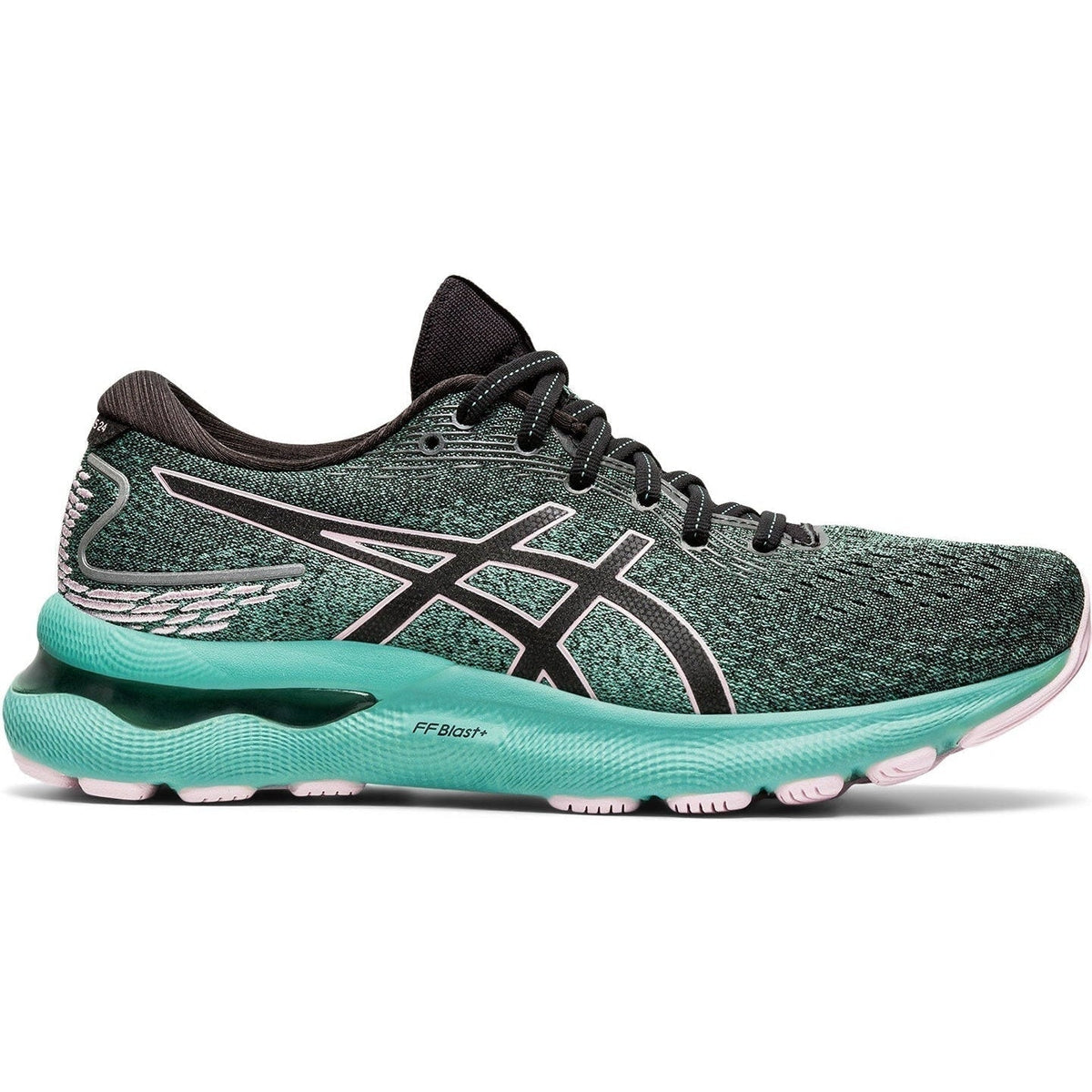 Women's Asics GEL-Nimbus 24, Black/Barely Rose, 7.5 B Medium