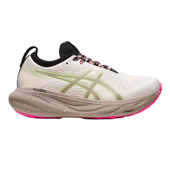 Women's Asics Gel-Nimbus 25 TR, Nature Bathing/Lime Green, 6.5 B Medium