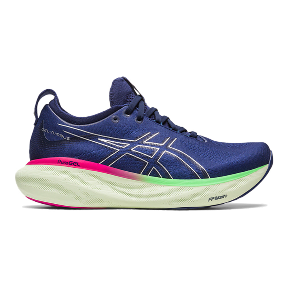 Women's Asics Gel-Nimbus 25, Indigo Blue/Pure Silver, 10 B Medium