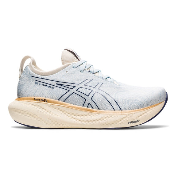 Women's Asics Gel-Nimbus 25, SKY/CREAM, 8.5 B Medium