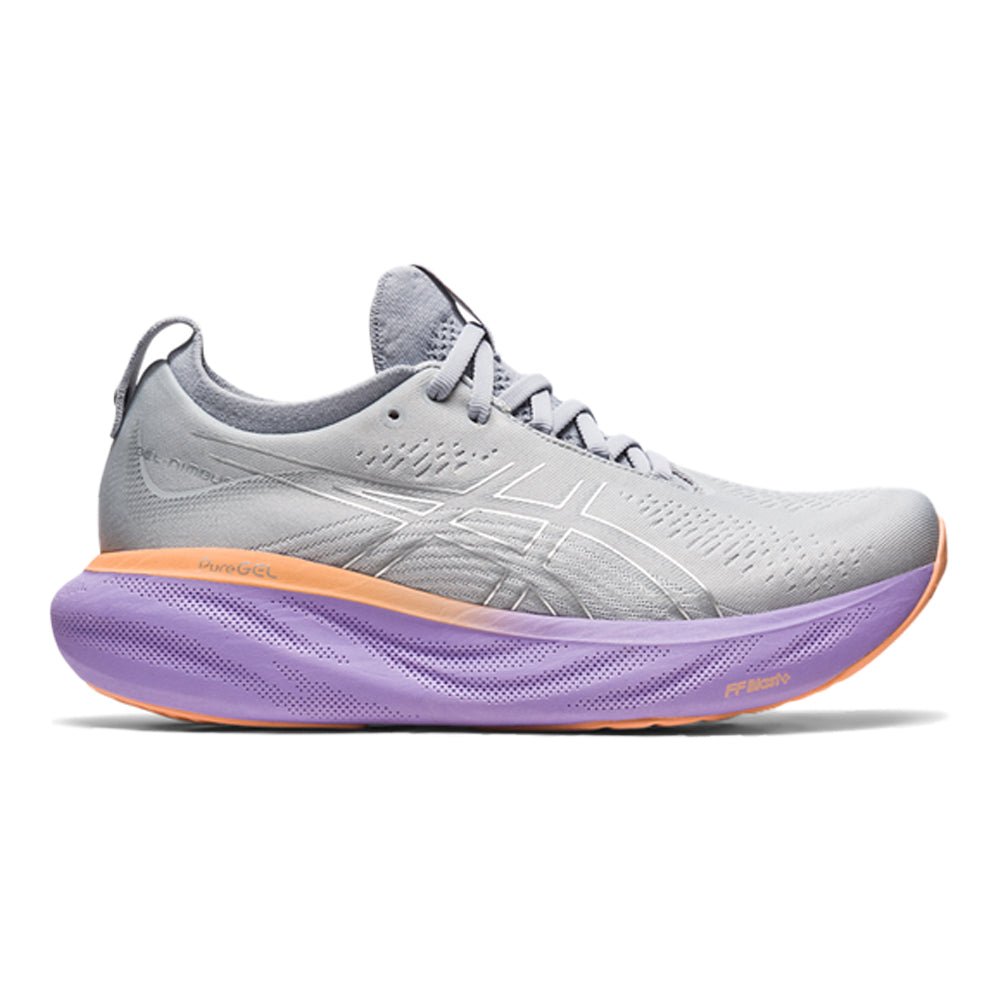 Women's ASICS GEL-Nimbus 25, Piedmont Grey/Pure Silver, 9 D Wide
