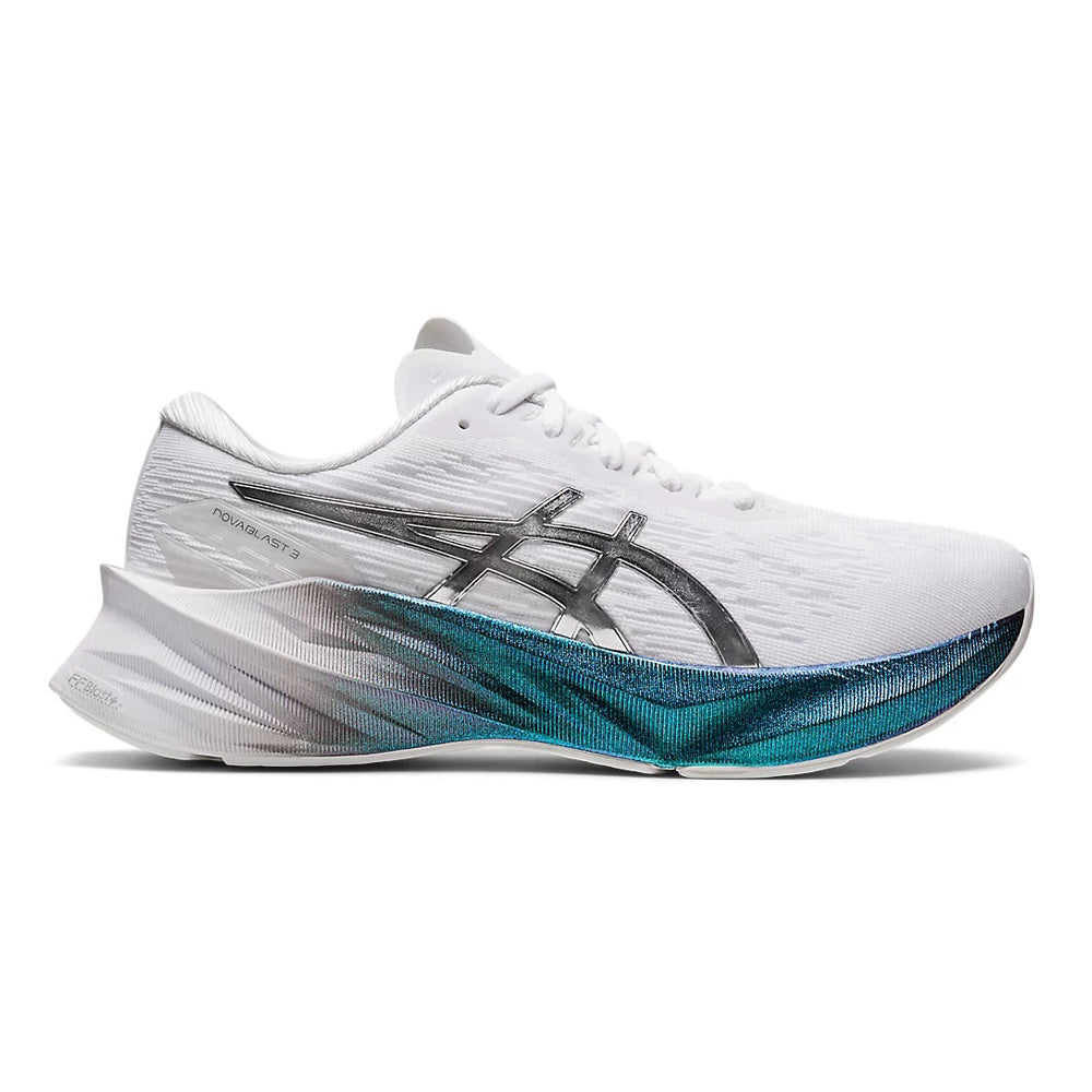 Women's Asics Novablast 3 Platinum, White/Pure Silver, 11 B Medium