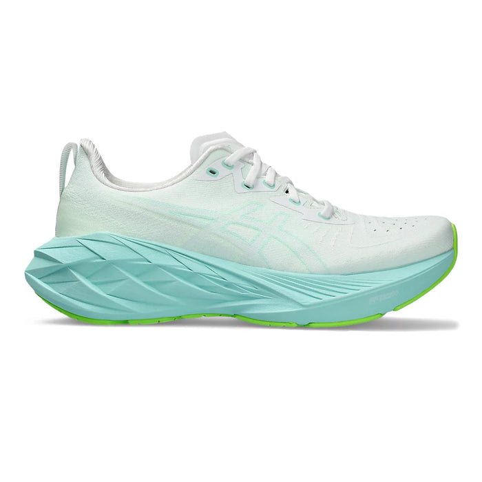 Women's Asics Novablast 4, White/Illuminate Mint, 8.5 B Medium