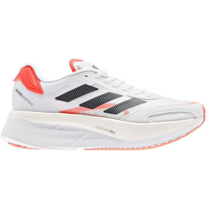 Women's Adidas Adizero Boston 10, Footwear White/Core Black/Solar Red, 6.5 B Medium