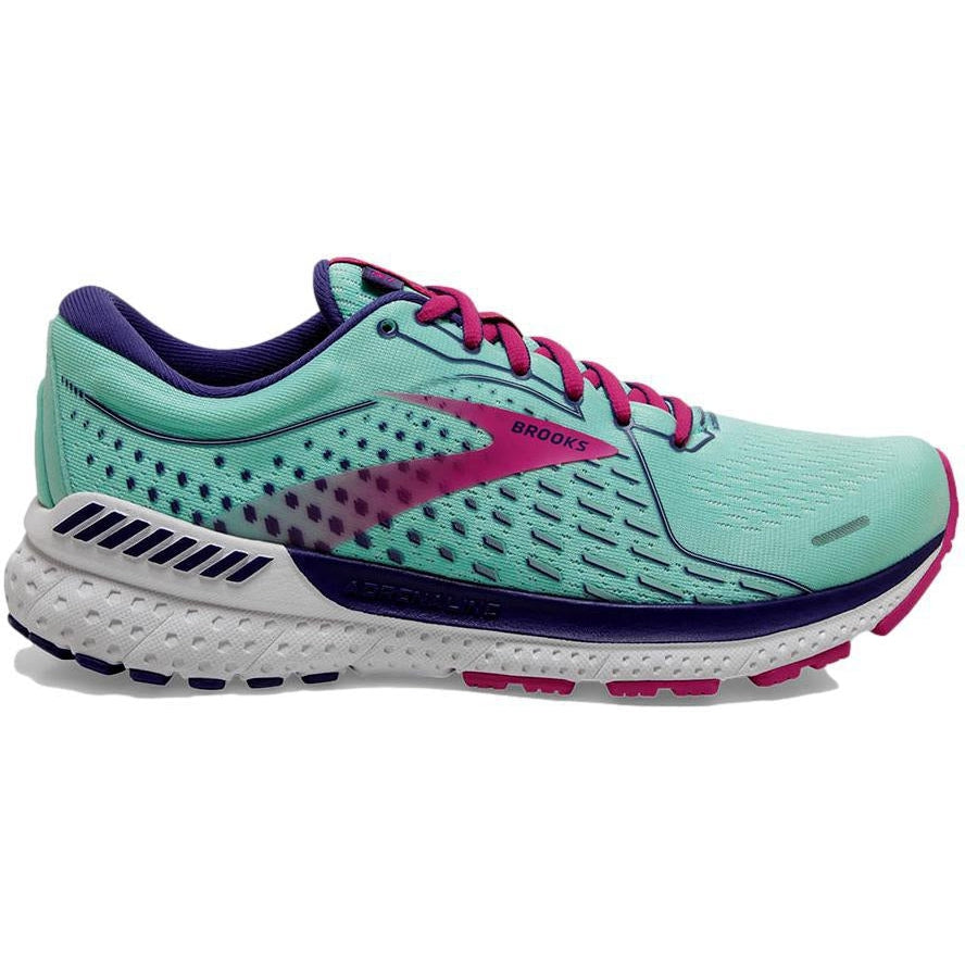 Women's Brooks Adrenaline GTS 21, Yucca/Navy Blue/Fuchsia, 5.5 B Medium