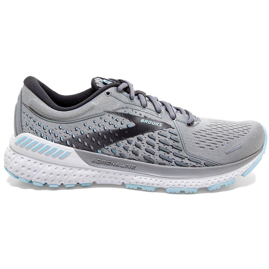 Women's Brooks Adrenaline GTS 21, Oyster/Alloy/Light Blue, 10.5 2E Extra Wide