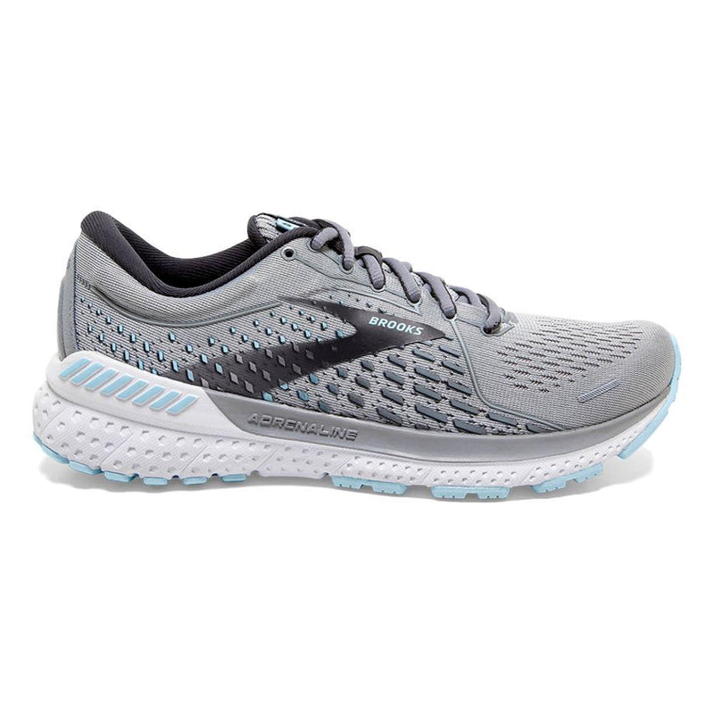 Women's Brooks Adrenaline GTS 21, Oyster/Alloy/Light Blue, 10 2A Narrow