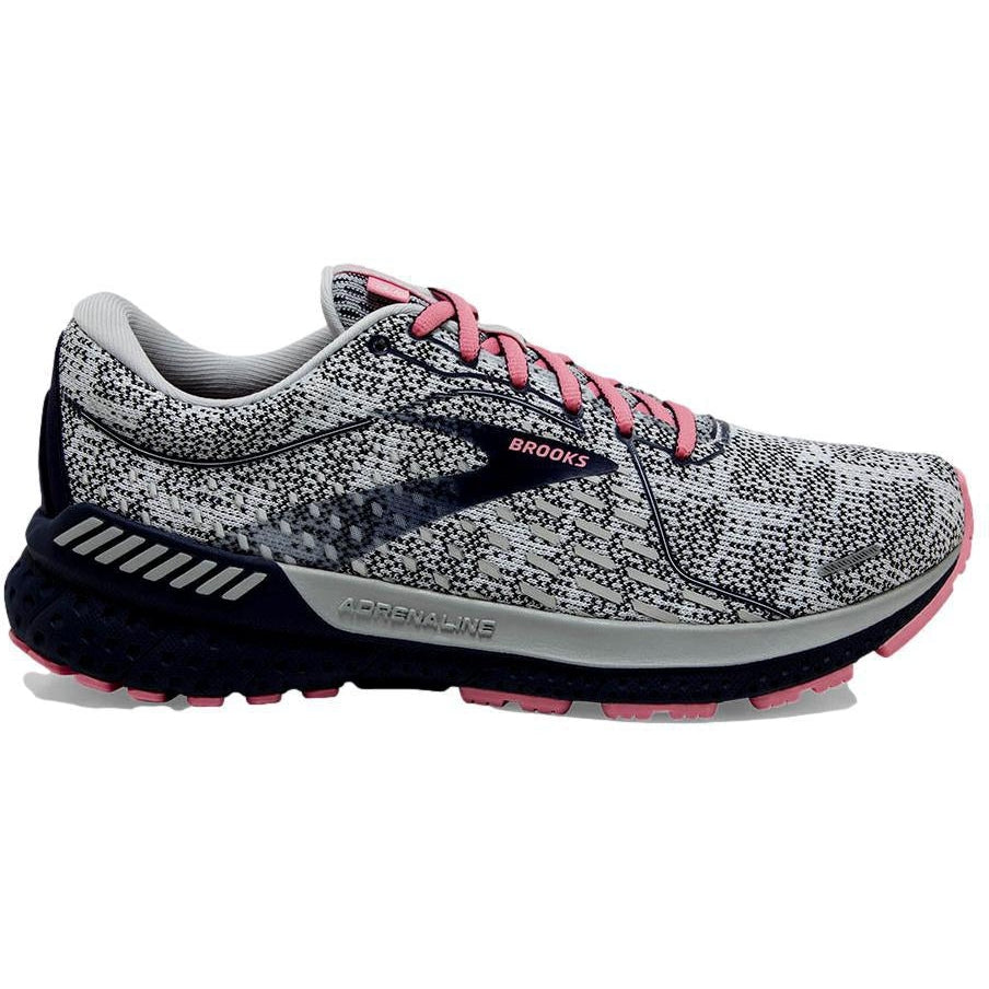 Women's Brooks Adrenaline GTS 21, White/Peacoat/Coral, 11 B Medium