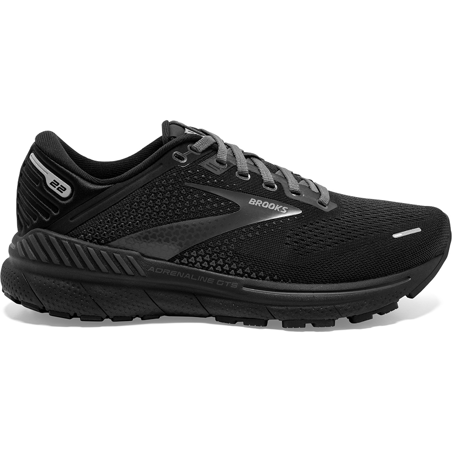Women's Brooks Adrenaline GTS 22, Black/Black/Ebony, 10.5 D Wide