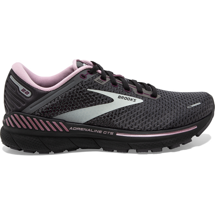 Women's Brooks Adrenaline GTS 22, Pearl/Black/Metallic, 5 B Medium