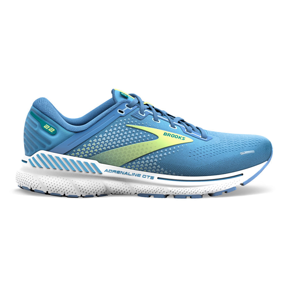 Women's Brooks Adrenaline GTS 22, Silver Lake Blue/Green/White, 10 B Medium