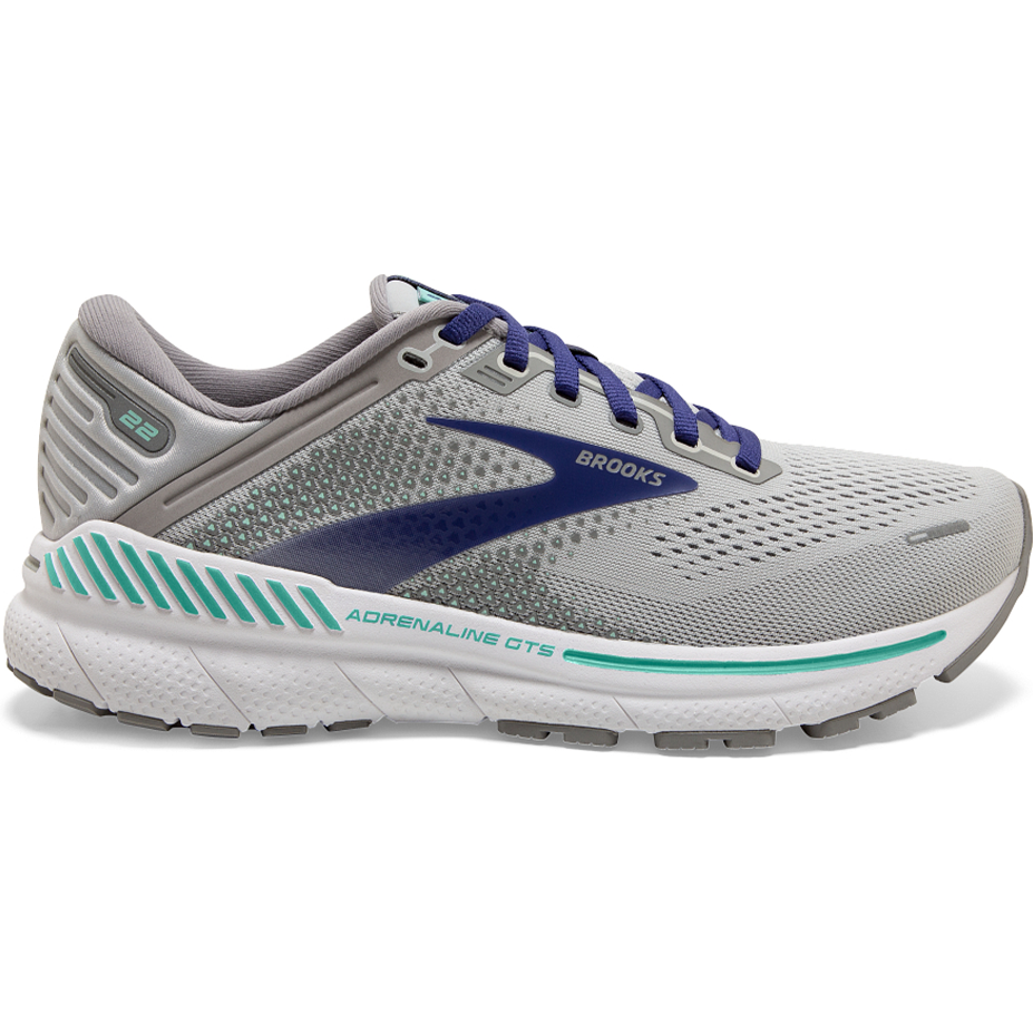 Women's Brooks Adrenaline GTS 22, Alloy/Blue/Green, 6 B Medium