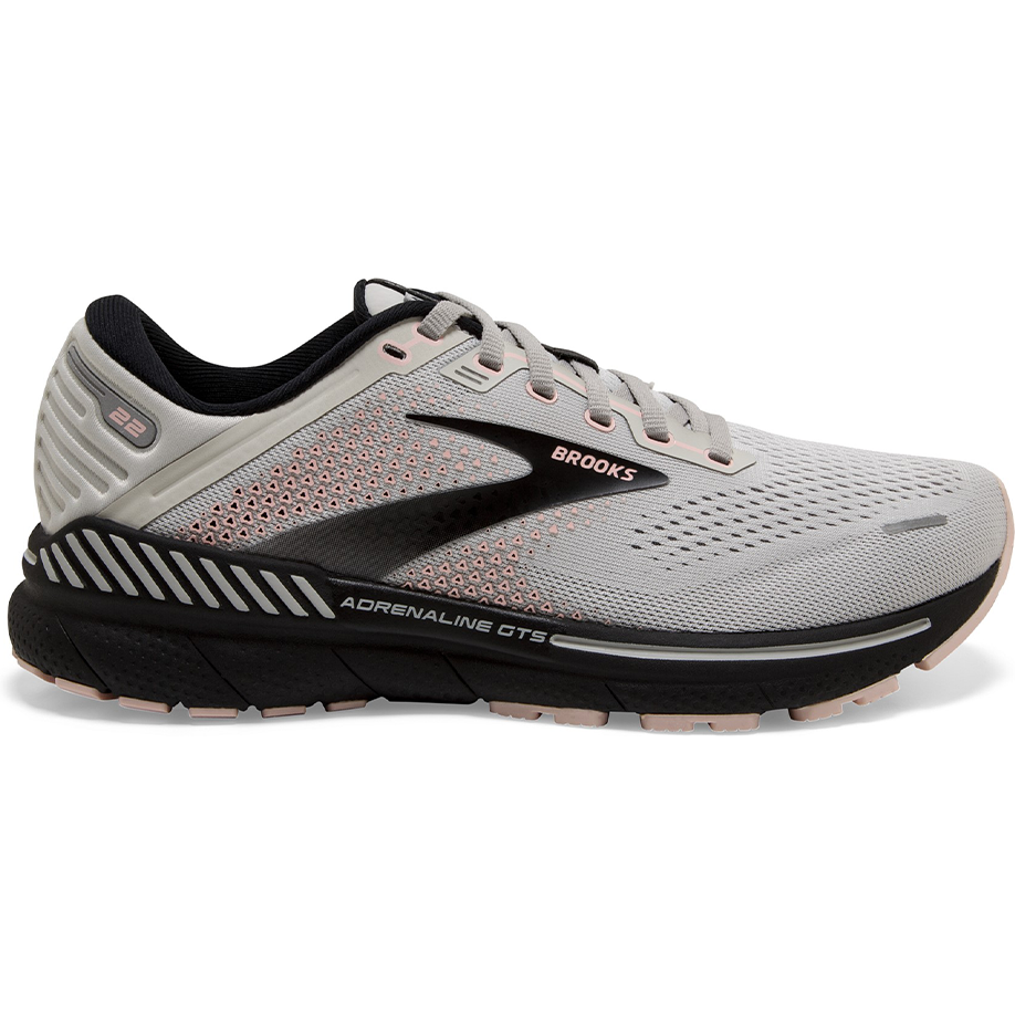 Women's Brooks Adrenaline GTS 22, Grey/Rose/Black, 5 B Medium