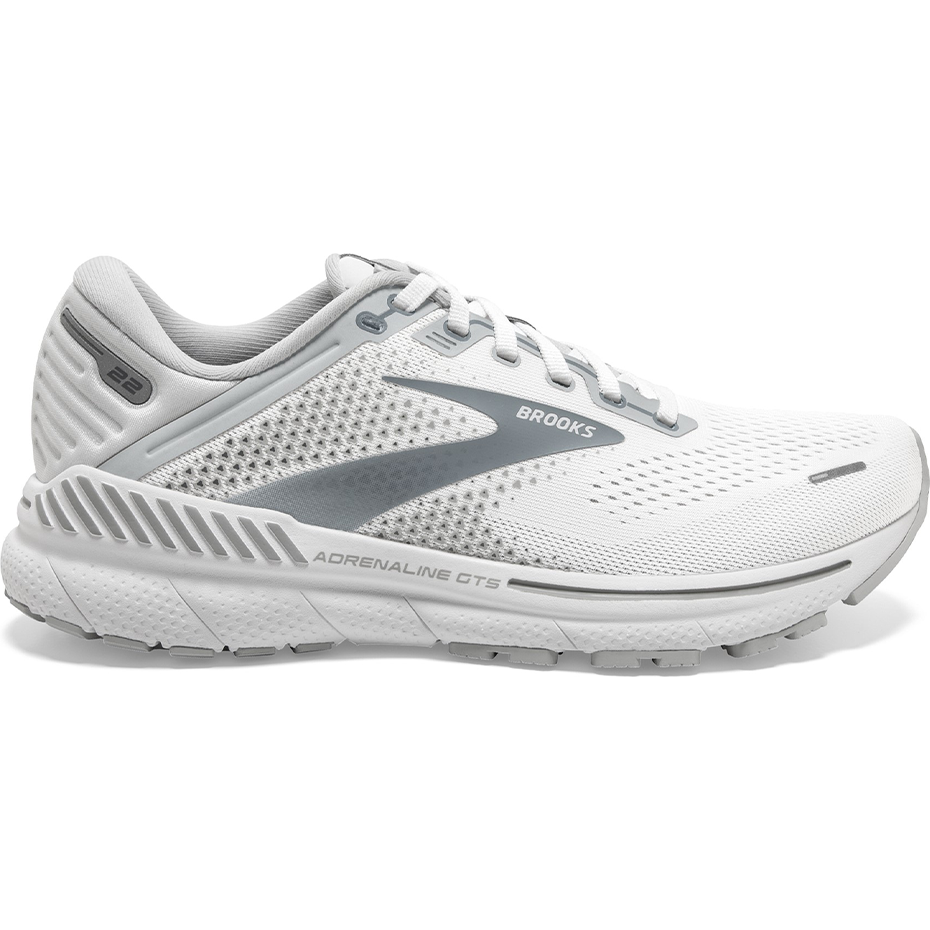 Women's Brooks Adrenaline GTS 22, White/Oyster/Primer Grey, 5 B Medium