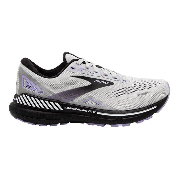 Women's Brooks Adrenaline GTS 23, Grey/Black/Purple, 10.5 D Wide