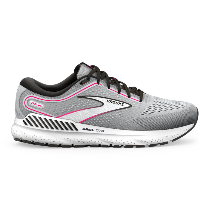 Women's Brooks Ariel GTS 23, Grey/Black/Pink, 6.5 B Medium