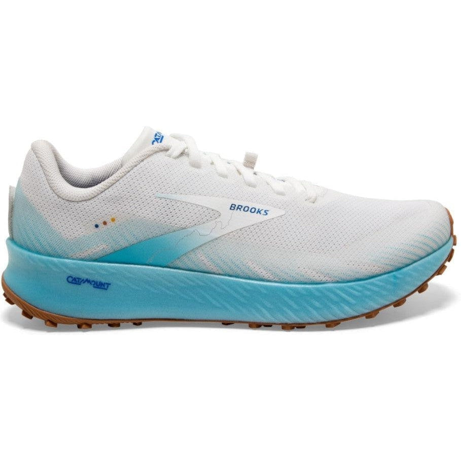 Women's Brooks Catamount, White/Iced Aqua/Blue, 7 B Medium