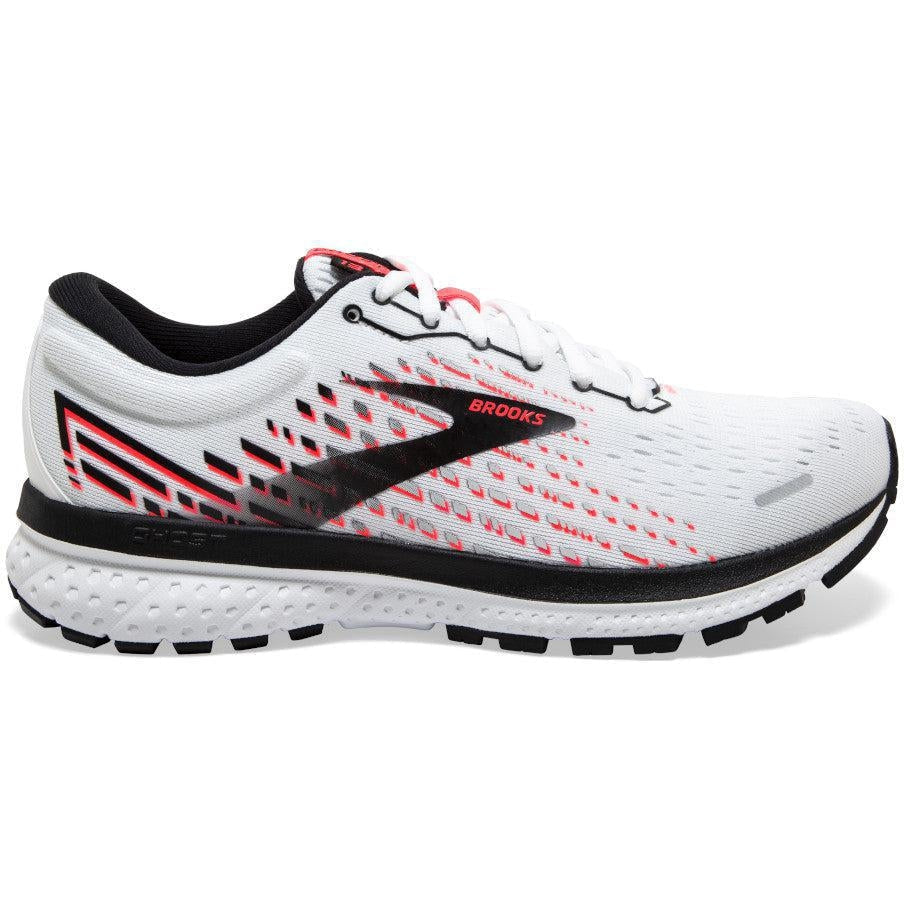 Women's Brooks Ghost 13, White/Pink/Black, 7 D Wide