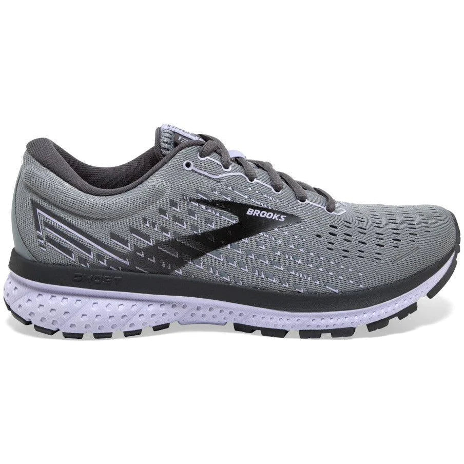 Women's Brooks Ghost 13, Grey/Blackened Pearl/Purple, 11 D Wide