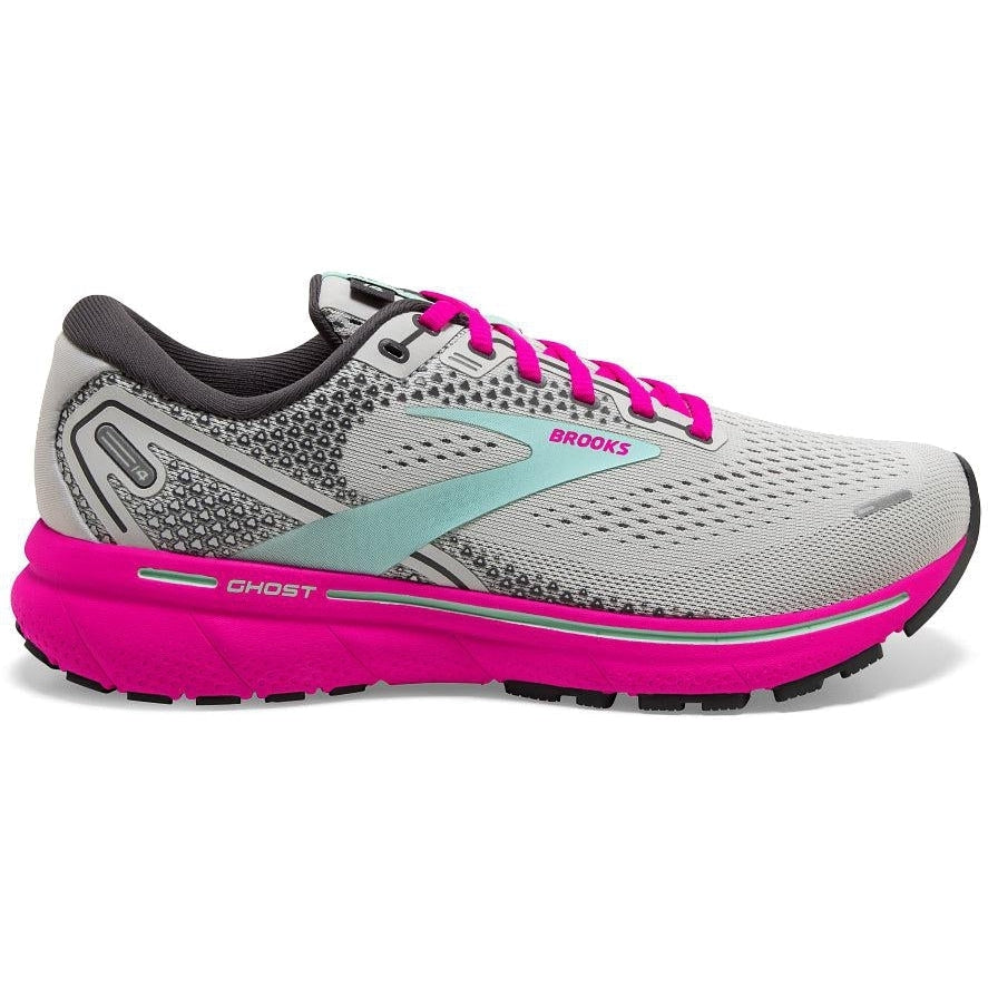 Women's Brooks Ghost 14, Oyster/Yucca/Pink, 5 B Medium