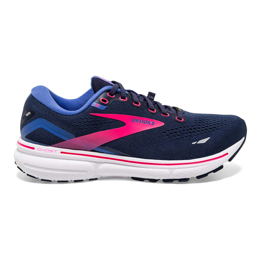 Women's Brooks Ghost 15 GTX, Peacoat/Blue/Pink, 7.5 B Medium