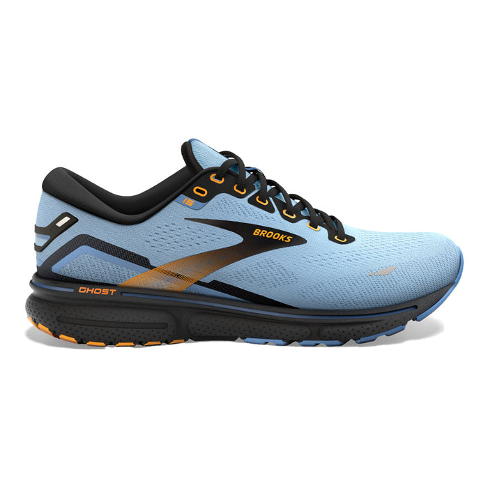 Women's Brooks Ghost 15, Light Blue/Black/Yellow, 5 B Medium