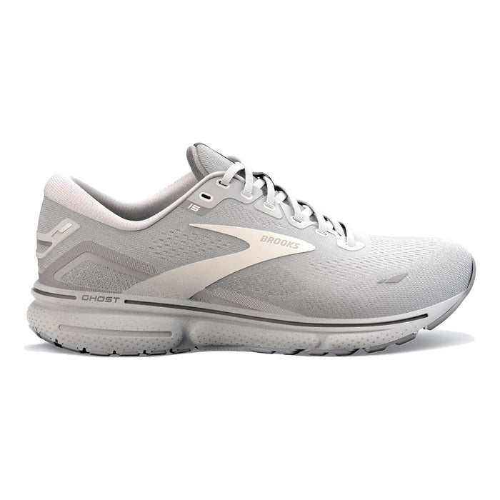 Women's Brooks Ghost 15, Oyster/Alloy/White, 12 D Wide