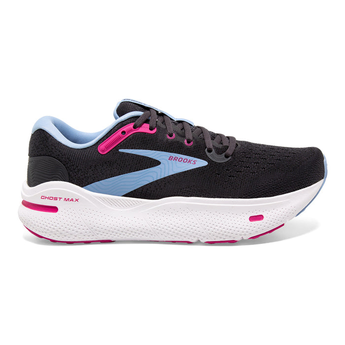 Women's Brooks Ghost Max, Ebony/Open Air/Lilac Rose, 10.5 2E Extra Wide