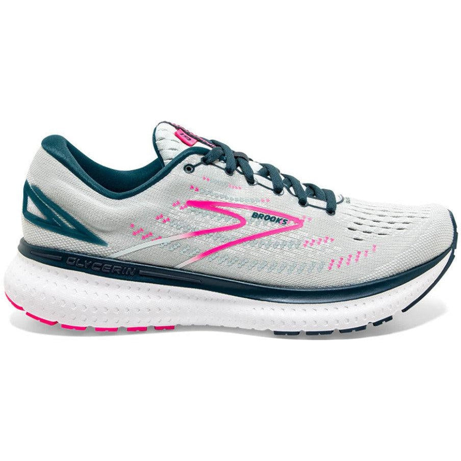Women's Brooks Glycerin 19, Ice Flow/Navy/Pink, 9.5 B Medium