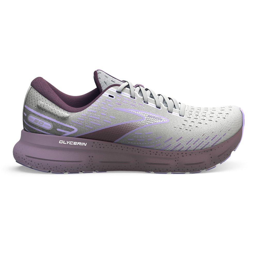 Women's Brooks Glycerin 20, White/Orchid/Lavender, 12 B Medium