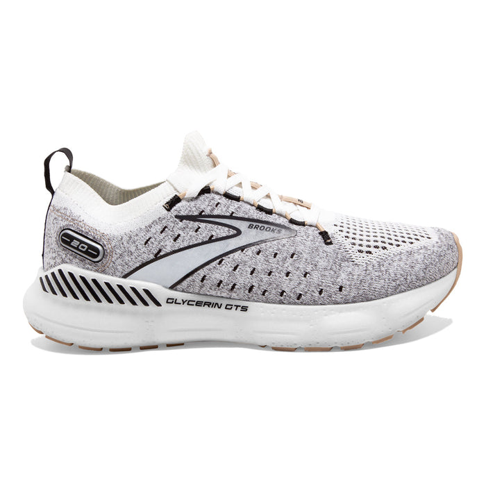 Women's Brooks Glycerin StealthFit GTS 20, White/Black/Cream, 11.5 B Medium