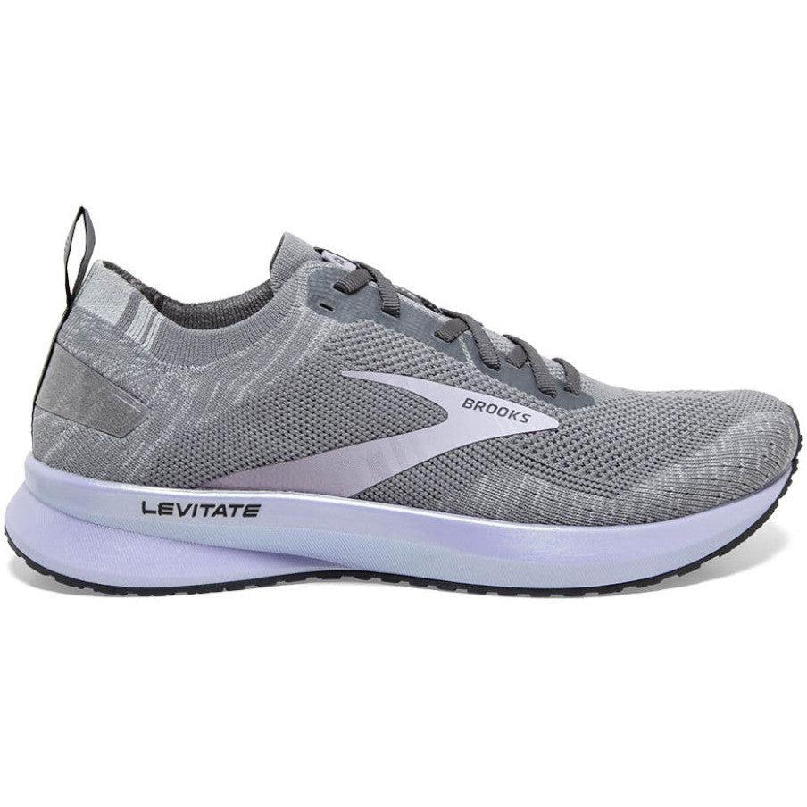 Women's Brooks Levitate 4, Grey/Blackened Pearl/Purple, 7 B Medium