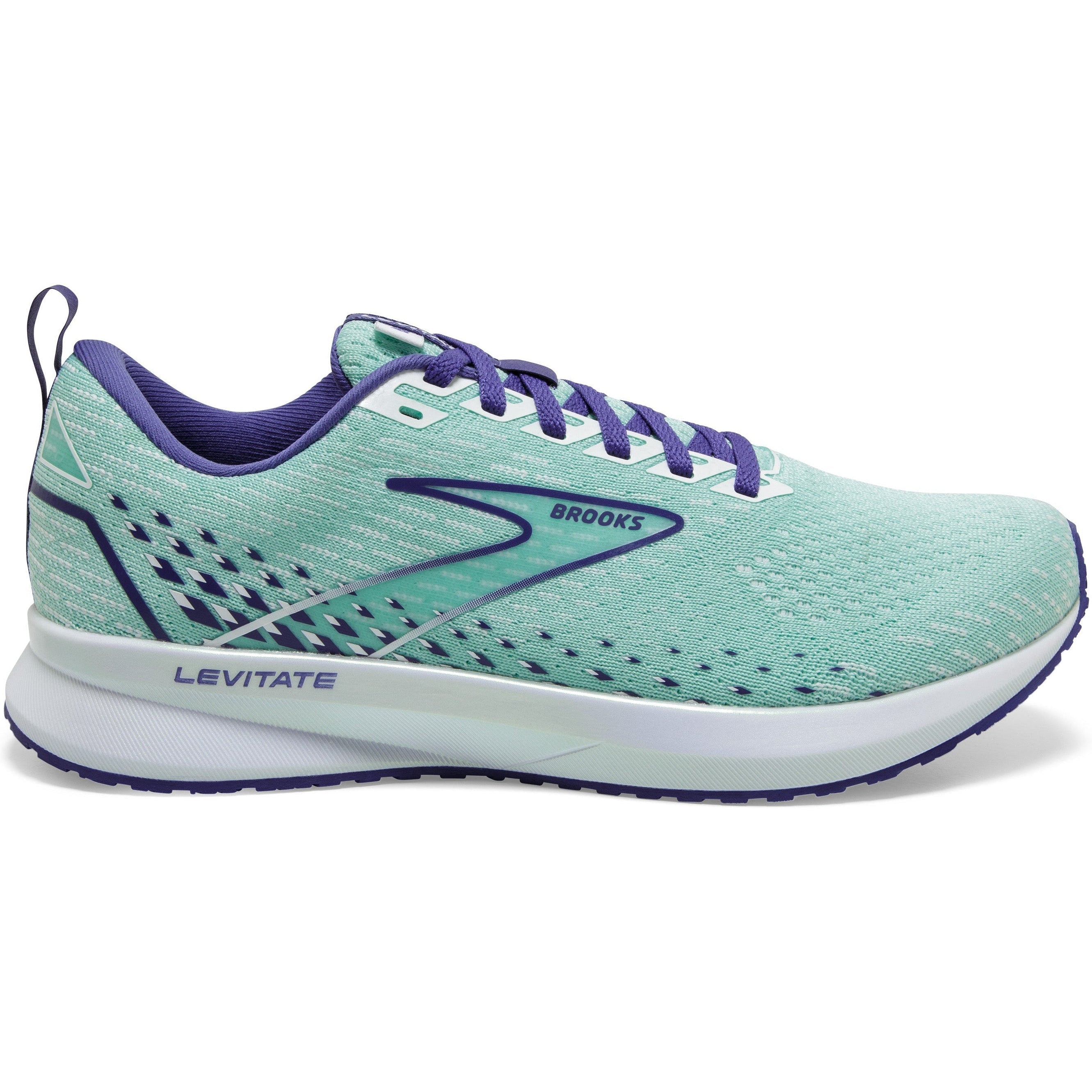 Women's Brooks Levitate 5, Yucca/Navy Blue/White, 7 B Medium