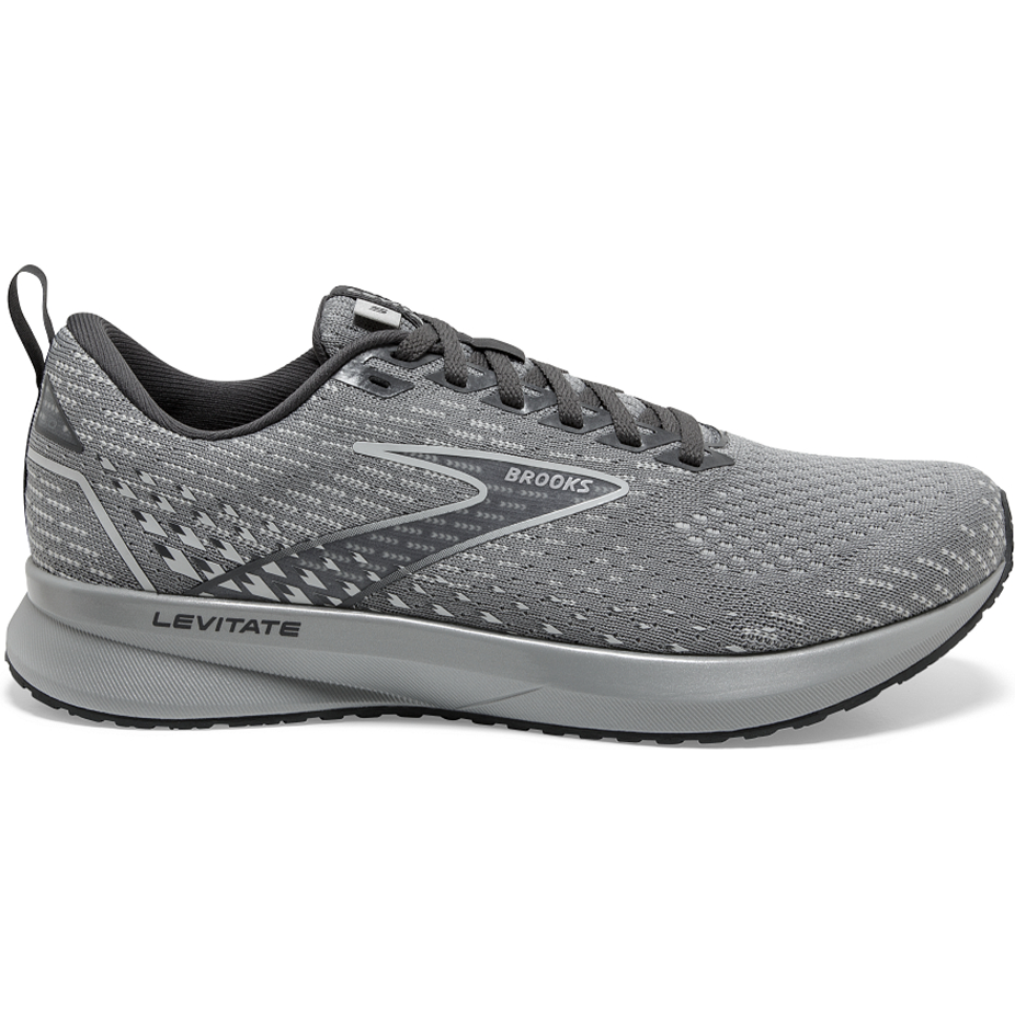 Women's Brooks Levitate 5, Grey/Oyster/Blackened Pearl, 9 B Medium