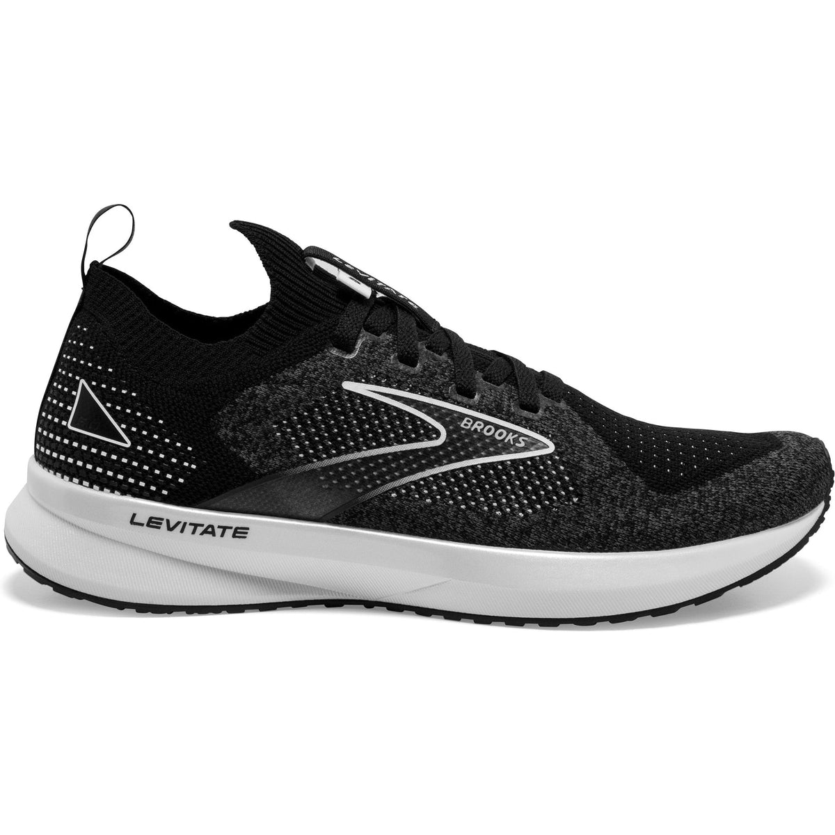 Women's Brooks Levitate Stealthfit 5, Black/Grey/White, 5 B Medium