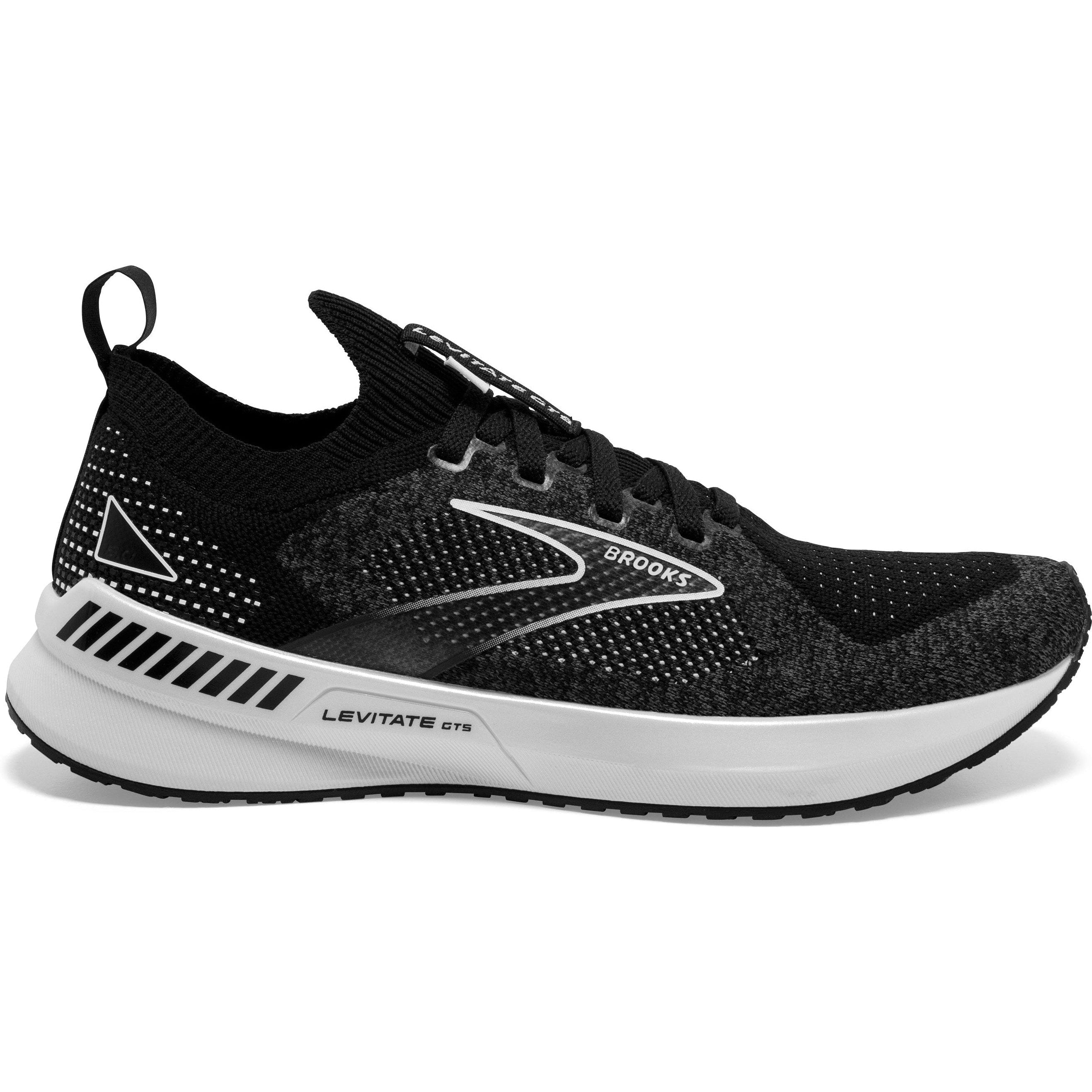 Women's Brooks Levitate Stealthfit GTS 5, Black/Grey/White, 6 B Medium