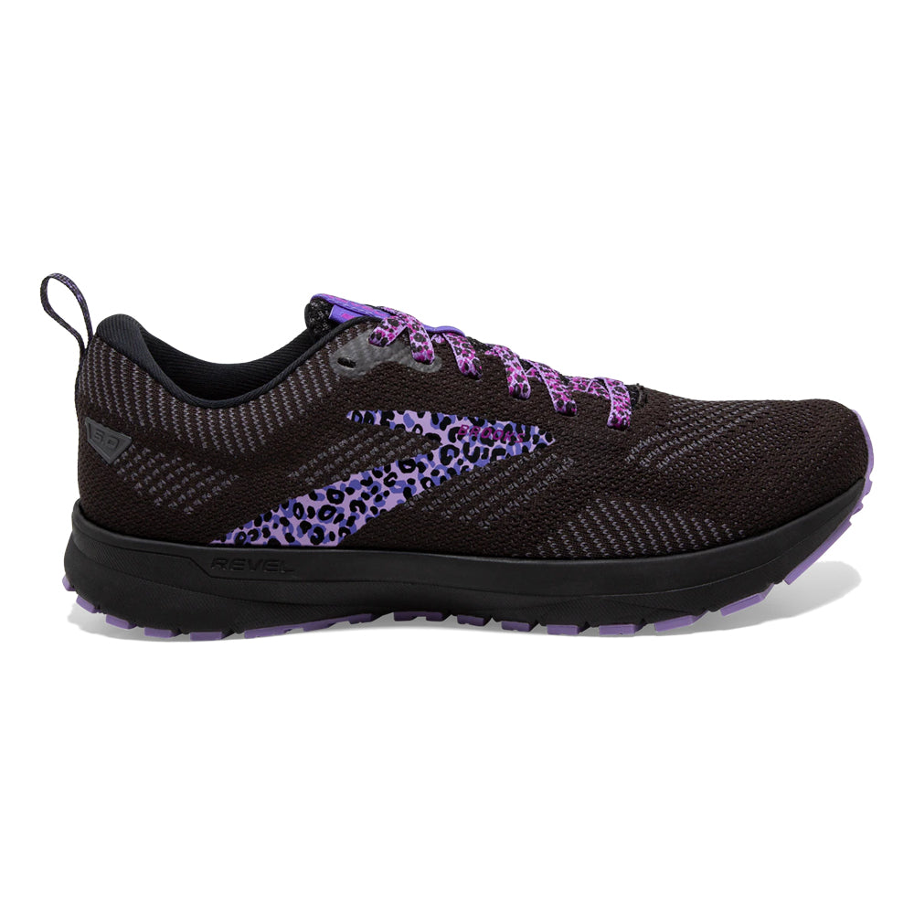 Women's Brooks Revel 5, Black/Purple/Ebony, 7.5 B Medium