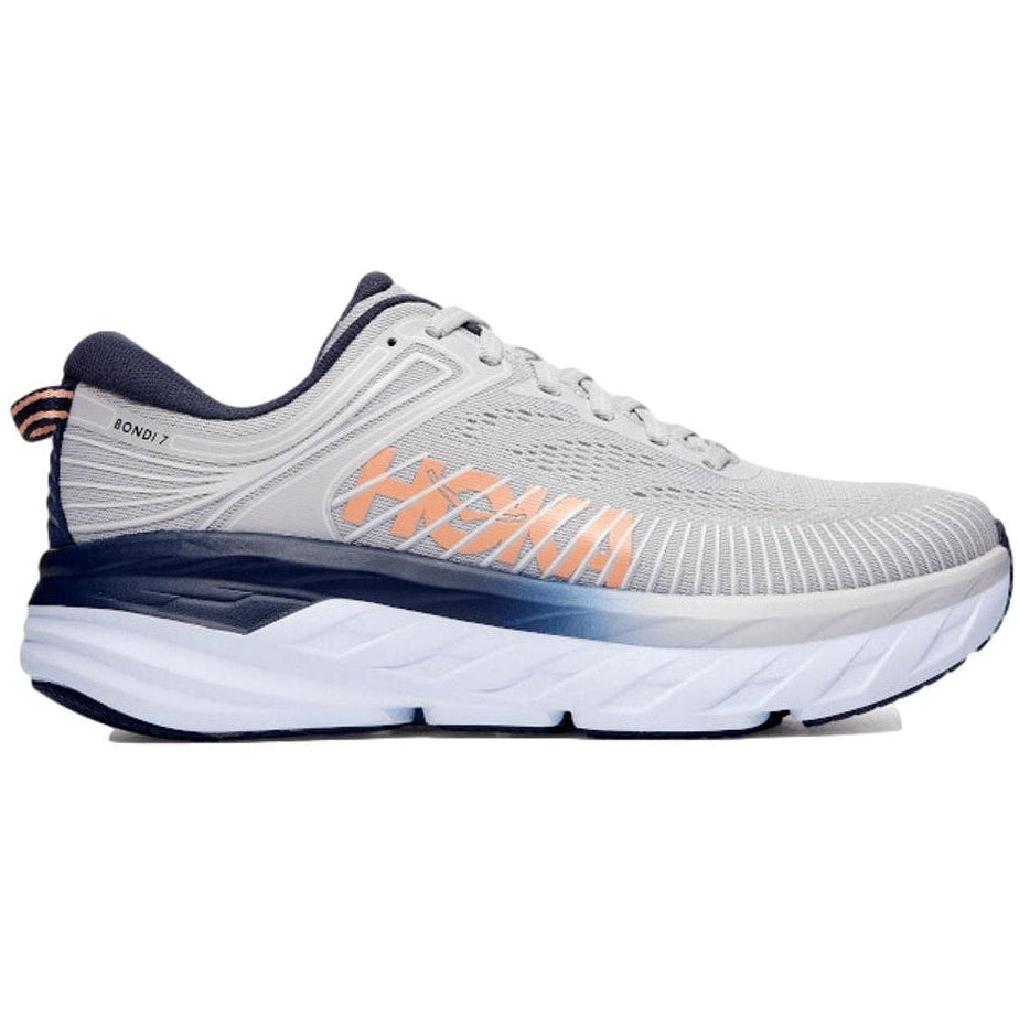 Women's Hoka Bondi 7, Lunar Rock/Black Iris, 8 D Wide