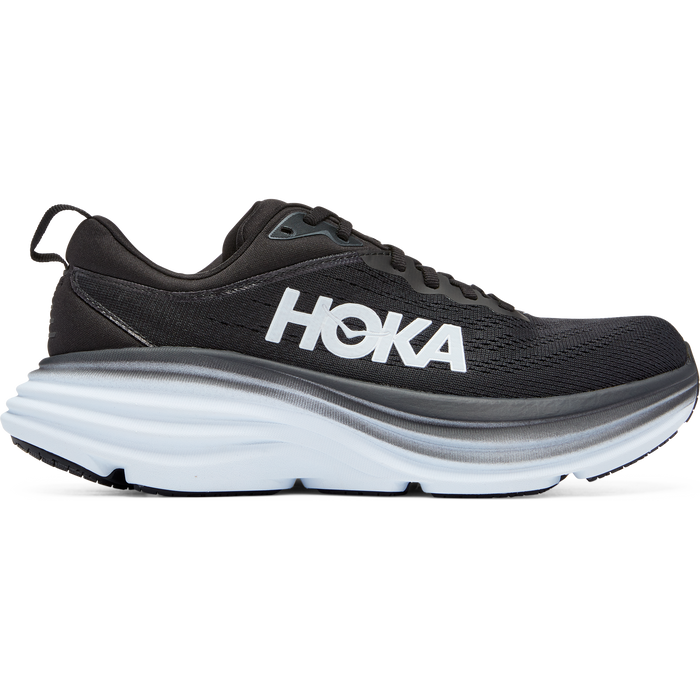 Women's Hoka One One Bondi 8, Black/White, 6.5 B Medium