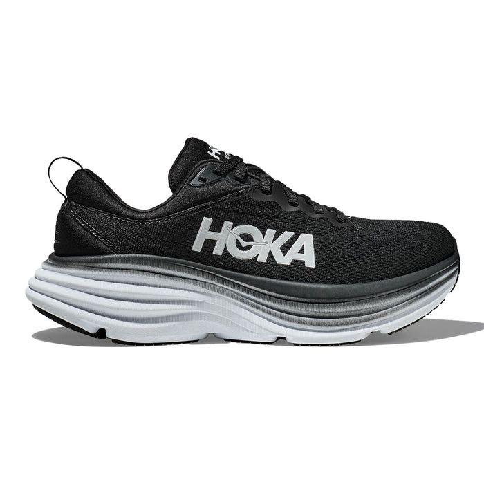 Women's Hoka One One Bondi 8, Black/White, 9 D Wide