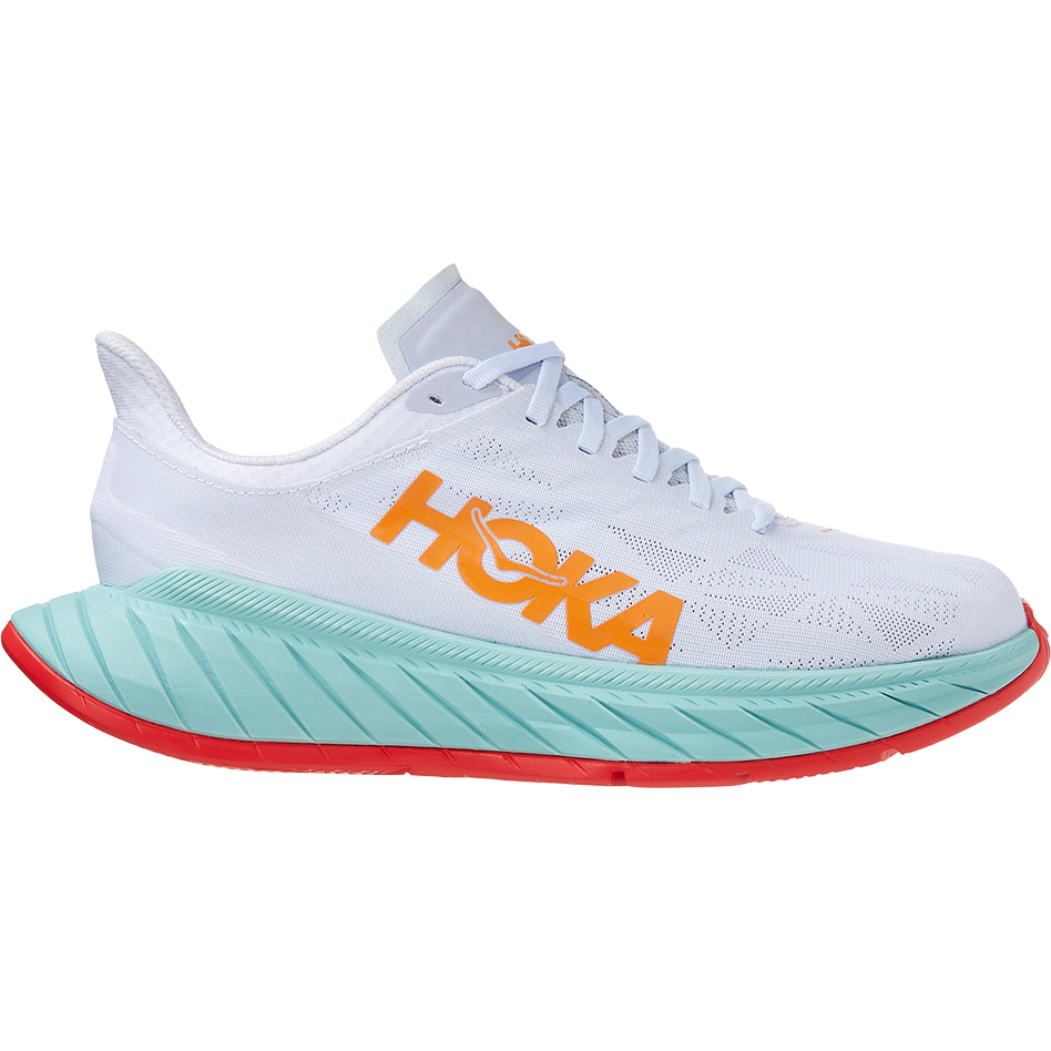 Women's Hoka Carbon X 2, White/Blazing Orange, 7.5 B Medium