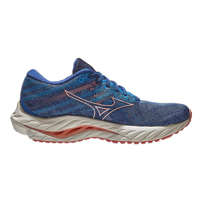 Women's Mizuno Wave Inspire 19, Blue Quartz/Peach Bud, 6.5 B Medium