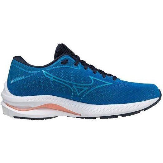 Women's Mizuno Wave Rider 25, Imperial Blue/Vivid Blue, 7.5 D Wide