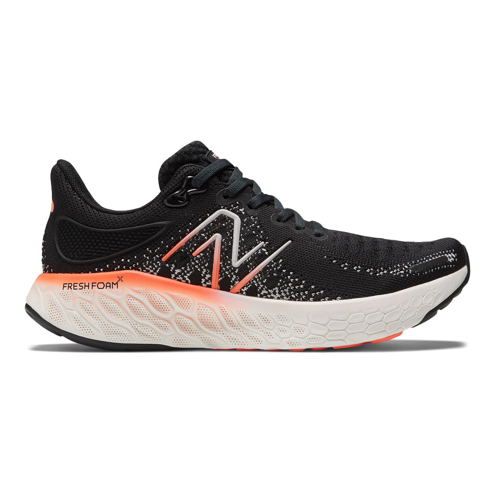 Women's New Balance Fresh Foam X 1080v12, Black/Neon Dragonfly/Washed Pink, 8 B Medium