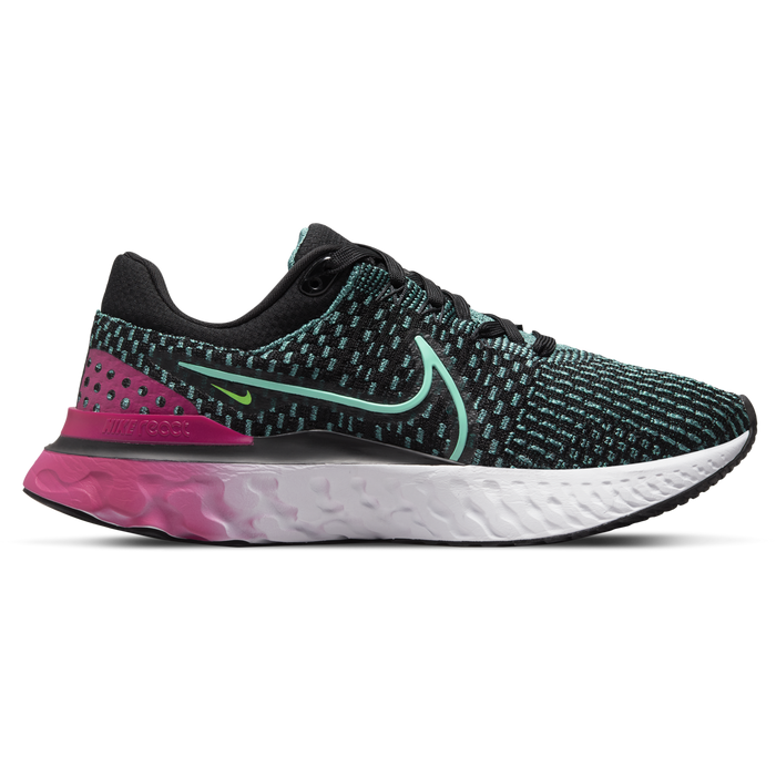 Women's Nike React Infinity Run Flyknit 3, Black/Dynamic Turquoise-Pink Prime, 9 B Medium