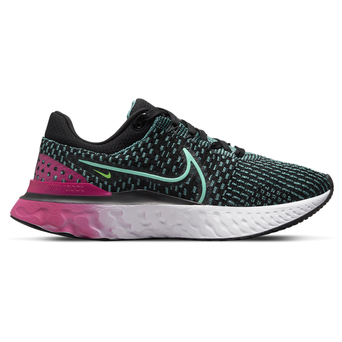 Women's Nike React Infinity Run Flyknit 3, Dynamic Turquoise/Pink/Black, 5.5 B Medium