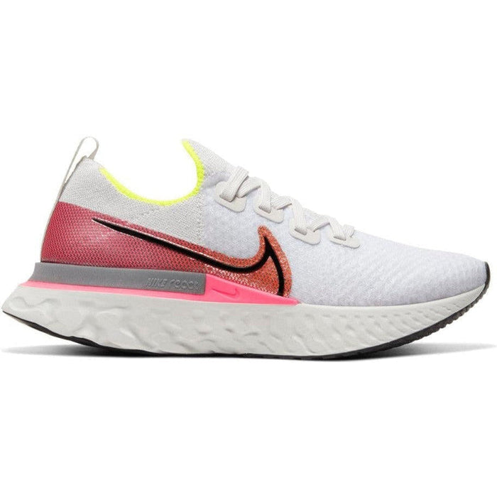 Women's Nike React Infinity Run Flyknit, Platinum Tint/Black/Pink Blast, 7.5 B Medium